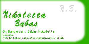 nikoletta babas business card